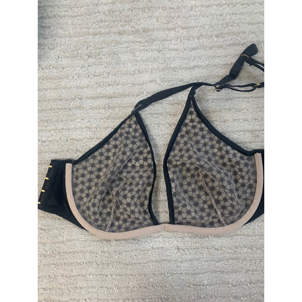 Victoria's Secret Luxe‎ Lingerie Starburst Sheer Unlined Black Plunge Bra 34 DD - Picture 8 of 13